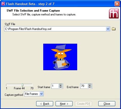 SWF file selection and Frame capture